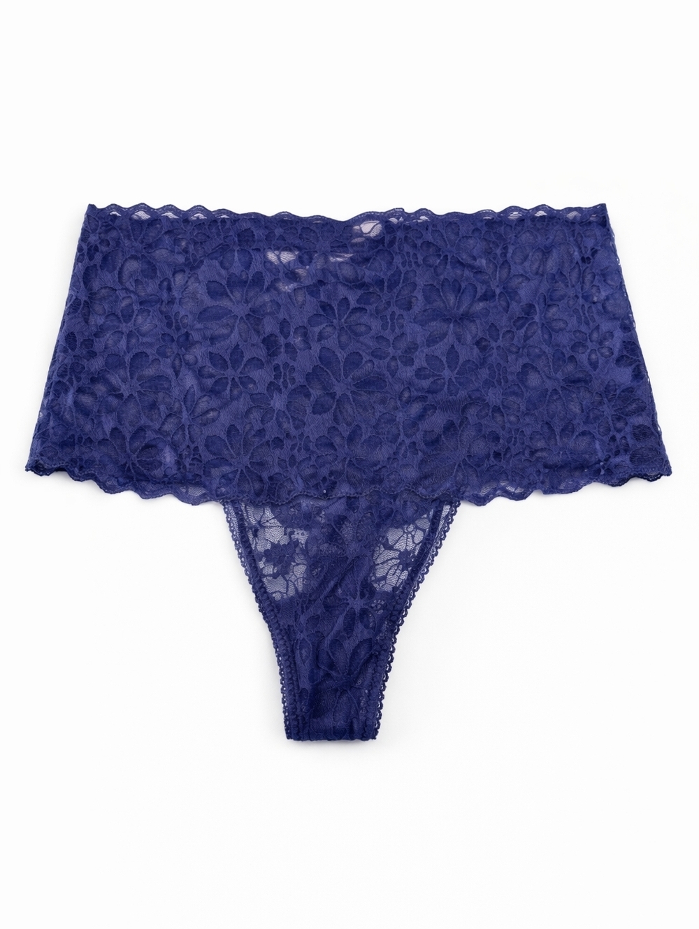 Victoria’s Secret Lace Thong Floral Blue High Waist Sheer Women’s